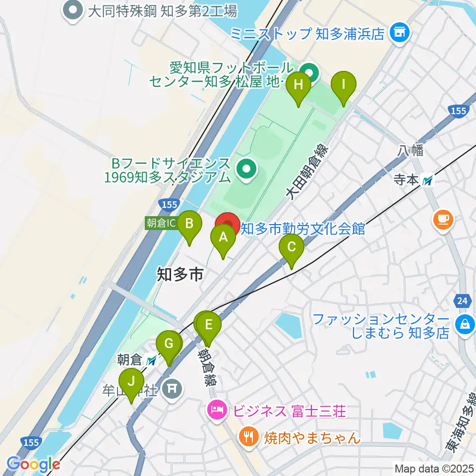 知多市勤労文化会館周辺の駐車場・コインパーキング一覧地図