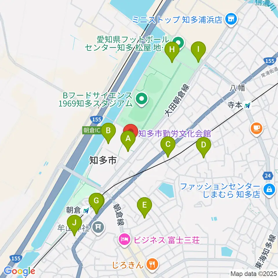 知多市勤労文化会館周辺の駐車場・コインパーキング一覧地図