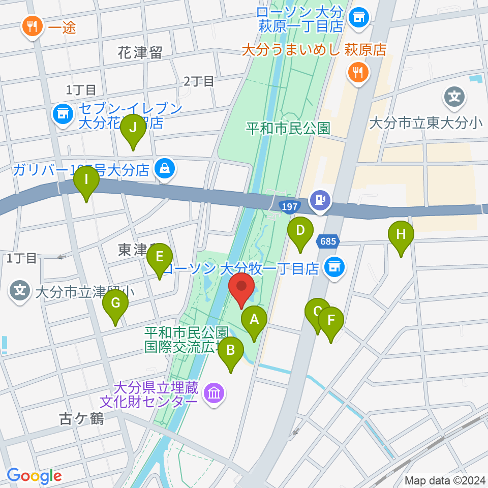 平和市民公園能楽堂周辺の駐車場・コインパーキング一覧地図