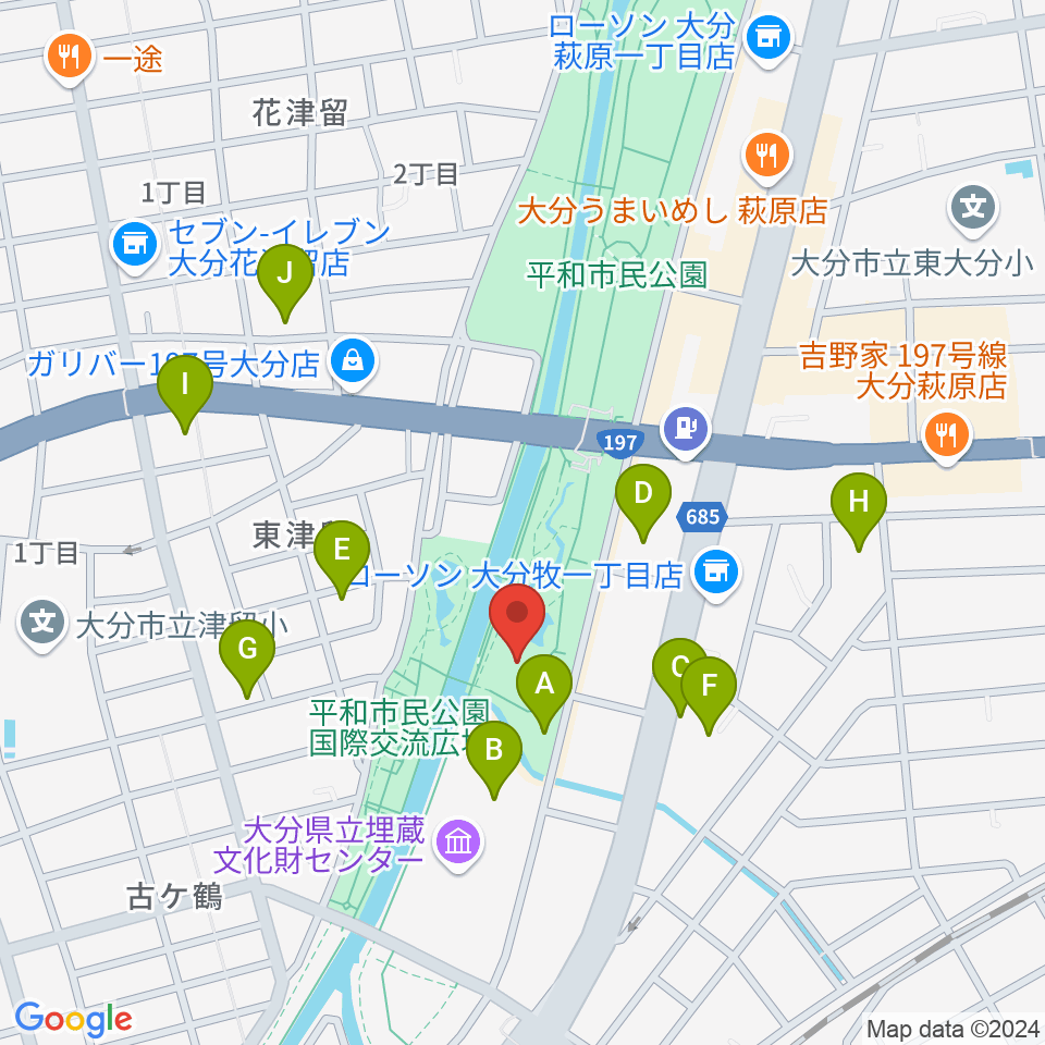 平和市民公園能楽堂周辺の駐車場・コインパーキング一覧地図