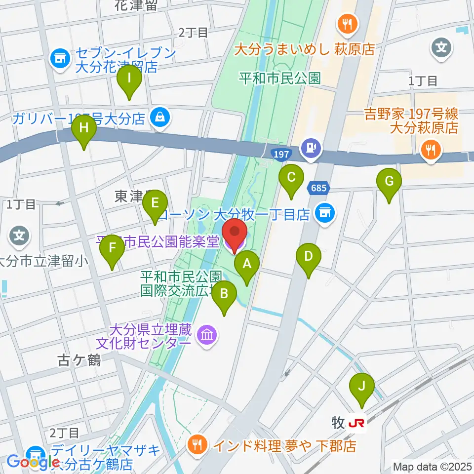 平和市民公園能楽堂周辺の駐車場・コインパーキング一覧地図
