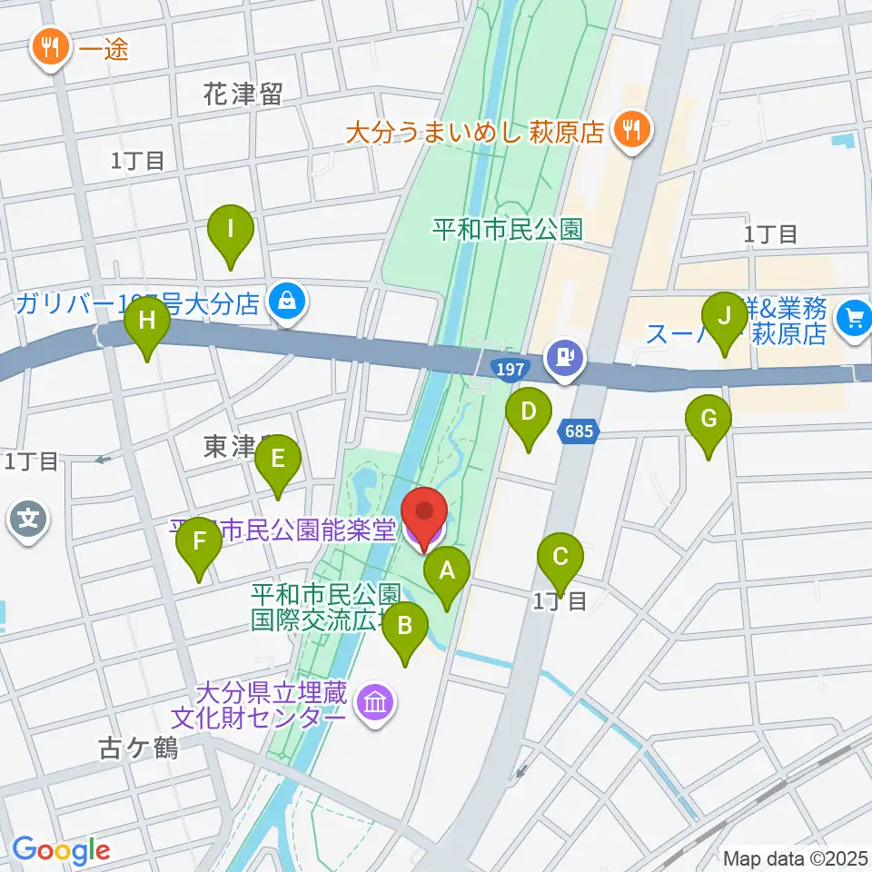 平和市民公園能楽堂周辺の駐車場・コインパーキング一覧地図