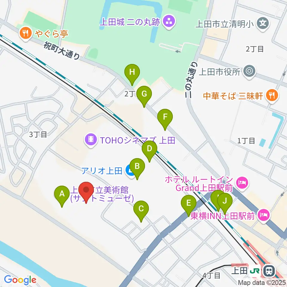 サントミューゼ 上田市交流文化芸術センター周辺の駐車場・コインパーキング一覧地図