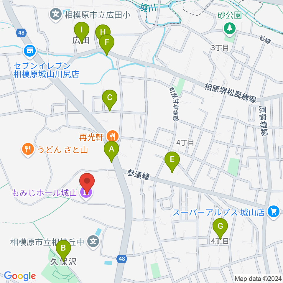 もみじホール城山周辺の駐車場・コインパーキング一覧地図