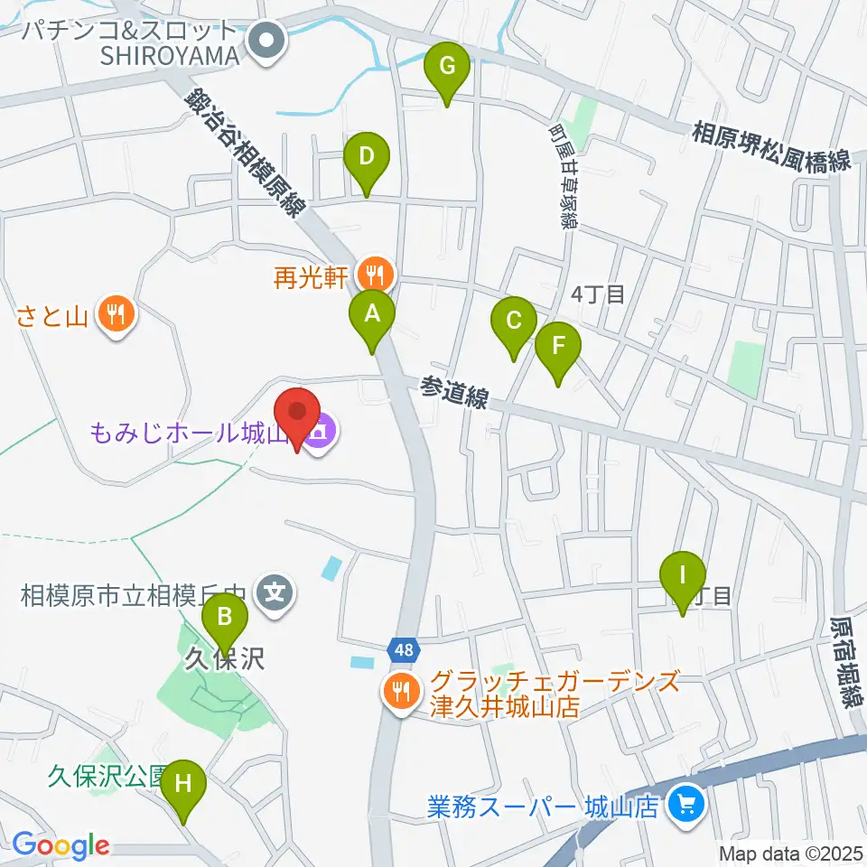 もみじホール城山周辺の駐車場・コインパーキング一覧地図