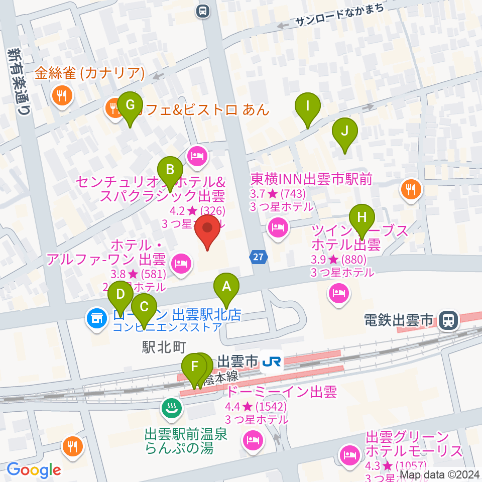 パルメイト出雲周辺の駐車場・コインパーキング一覧地図