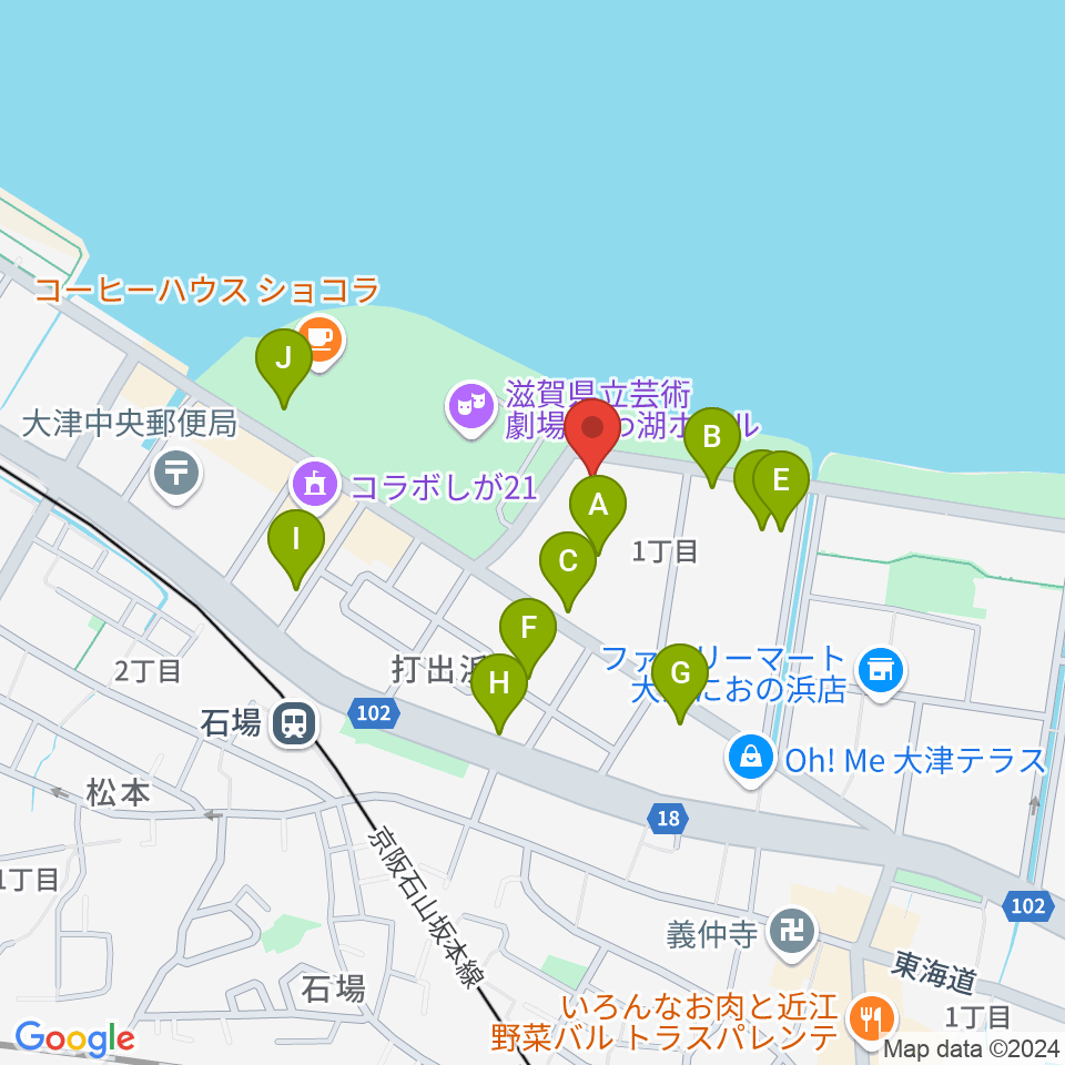 ピアザ淡海 ピアザホール周辺の駐車場・コインパーキング一覧地図