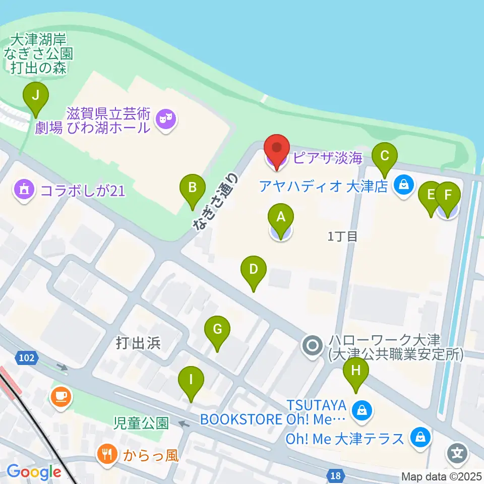 ピアザ淡海 ピアザホール周辺の駐車場・コインパーキング一覧地図