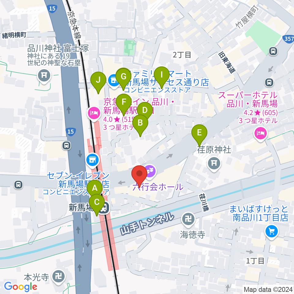 六行会ホール周辺の駐車場・コインパーキング一覧地図