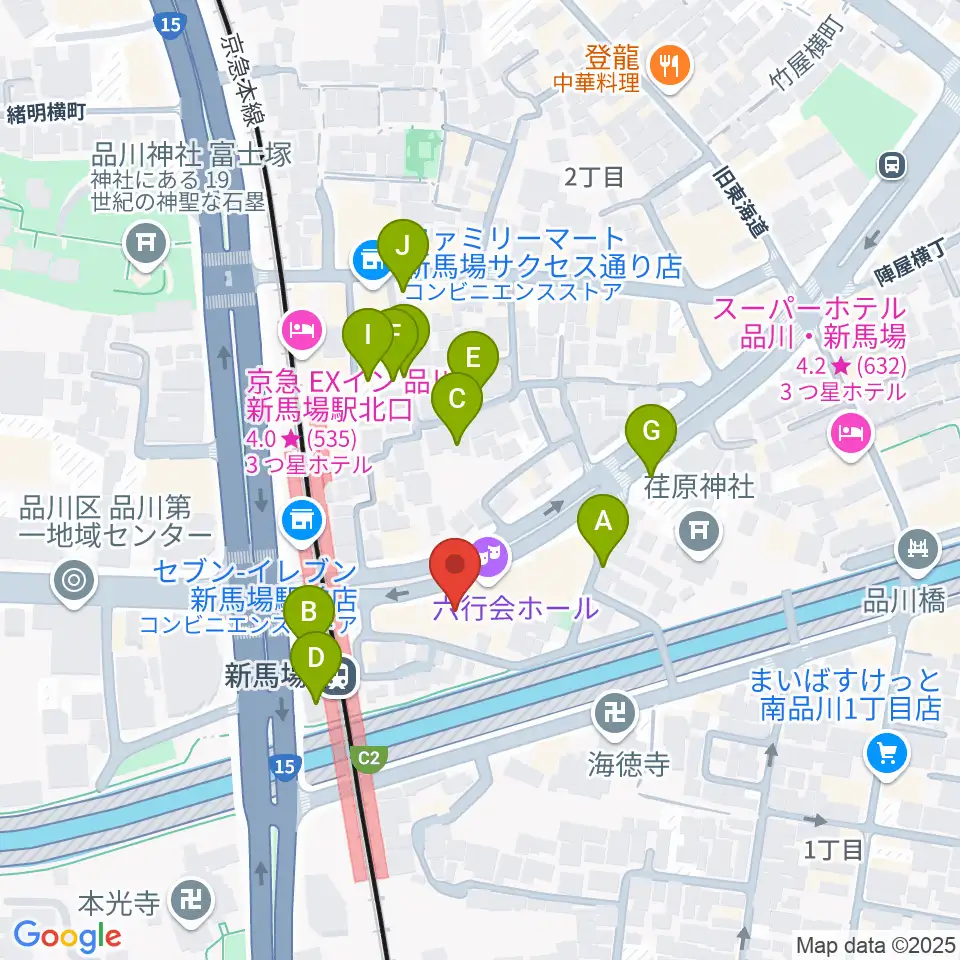 六行会ホール周辺の駐車場・コインパーキング一覧地図