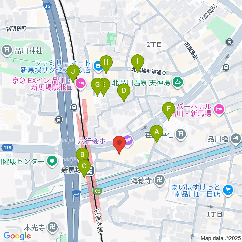 六行会ホール周辺の駐車場・コインパーキング一覧地図