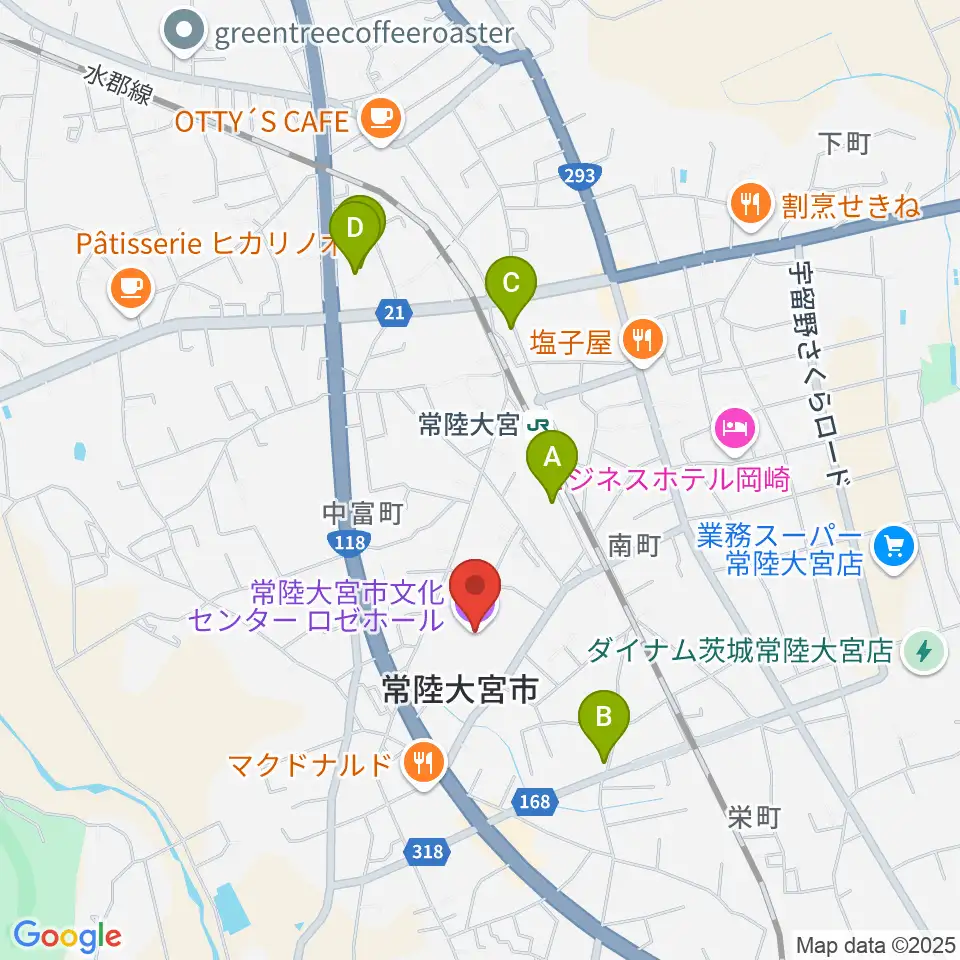 常陸大宮市文化センター ロゼホール周辺の駐車場・コインパーキング一覧地図