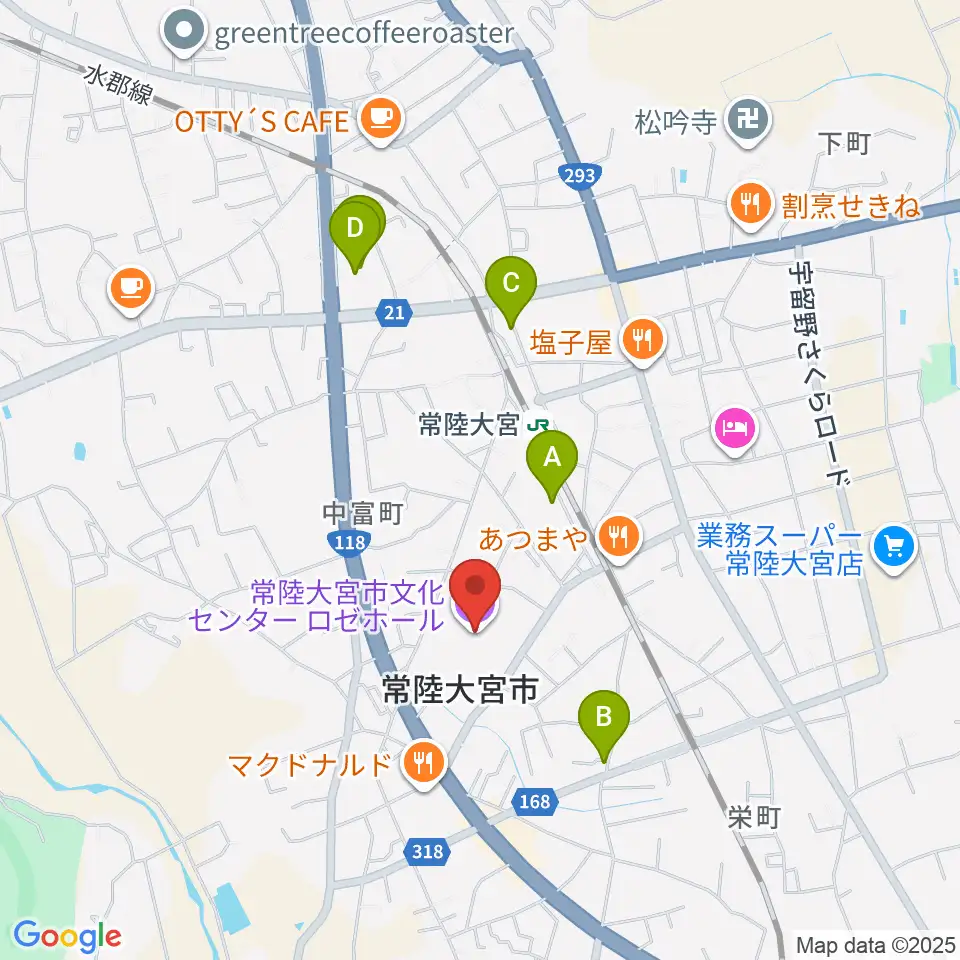 常陸大宮市文化センター ロゼホール周辺の駐車場・コインパーキング一覧地図