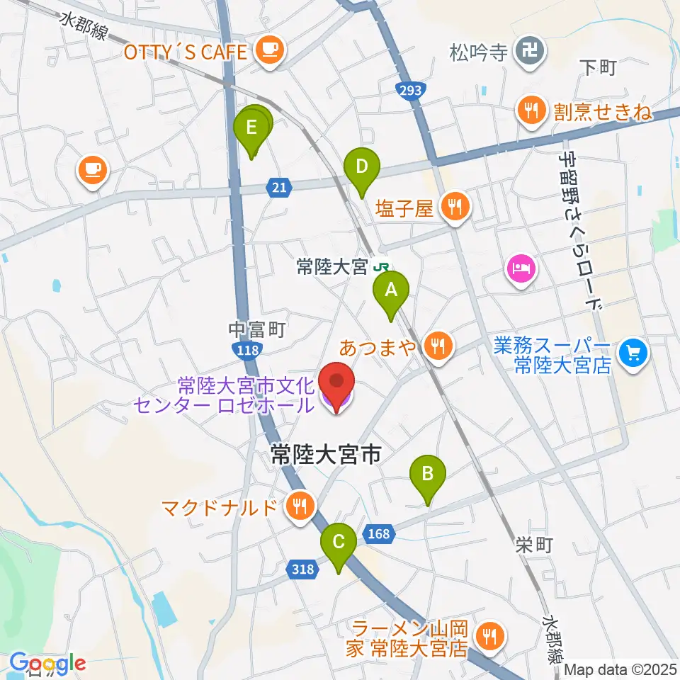 常陸大宮市文化センター ロゼホール周辺の駐車場・コインパーキング一覧地図