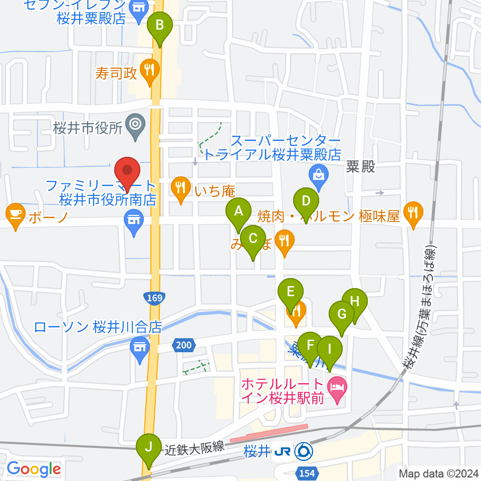 桜井市民会館周辺の駐車場・コインパーキング一覧地図