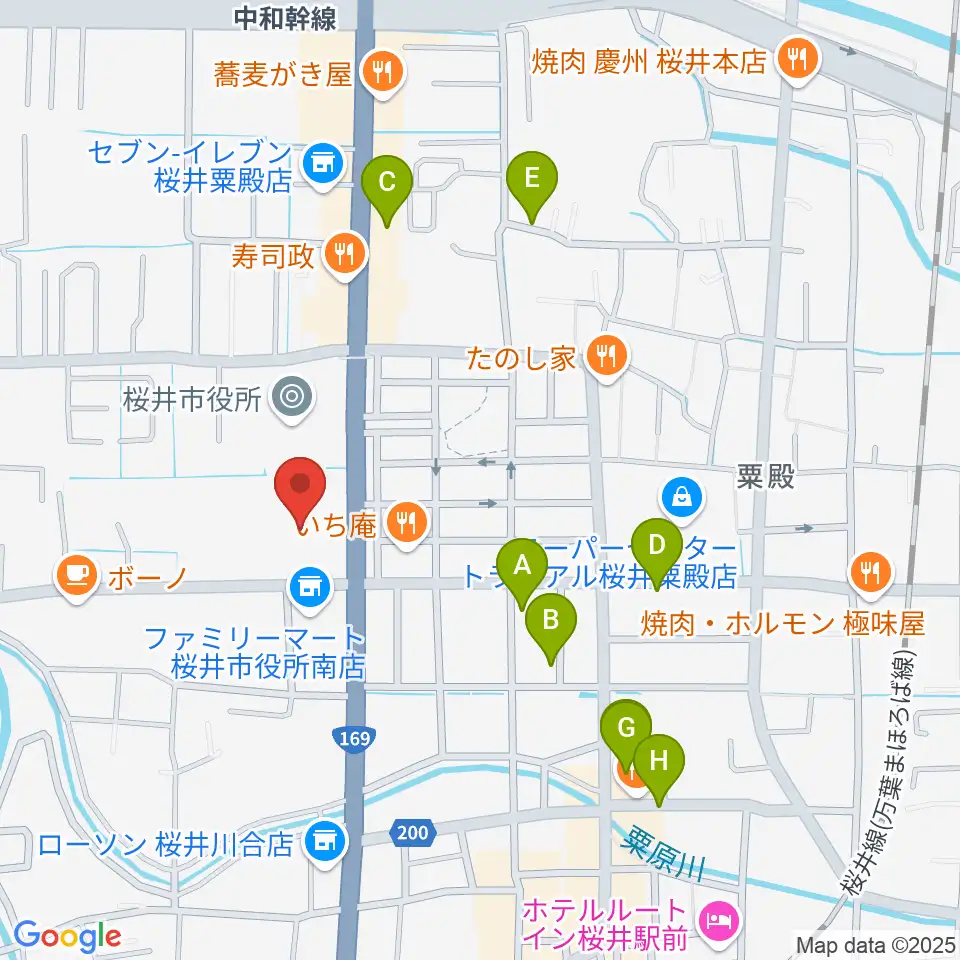 桜井市民会館周辺の駐車場・コインパーキング一覧地図