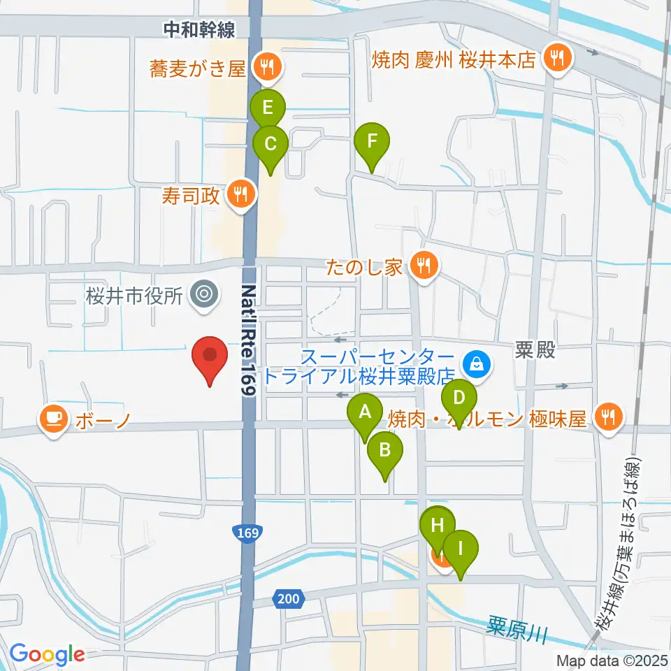 桜井市民会館周辺の駐車場・コインパーキング一覧地図