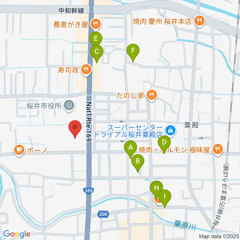桜井市民会館周辺の駐車場・コインパーキング一覧地図
