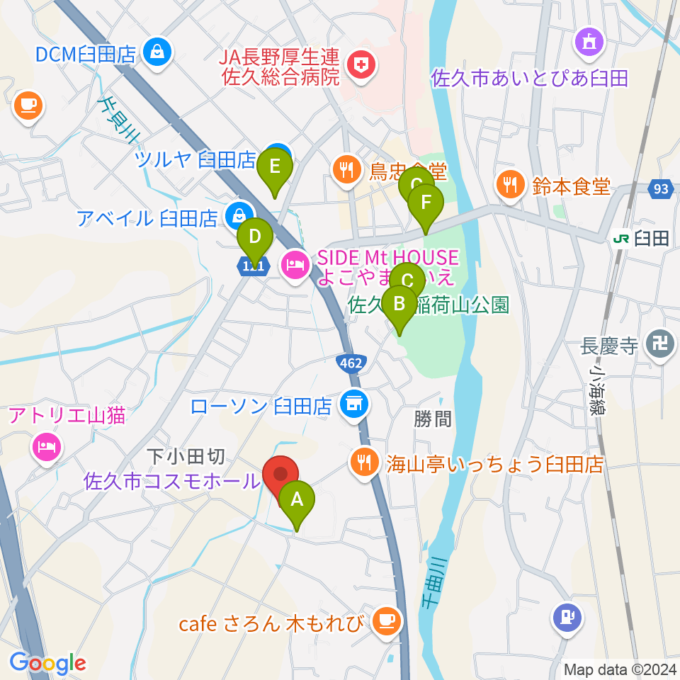 佐久市コスモホール周辺の駐車場・コインパーキング一覧地図