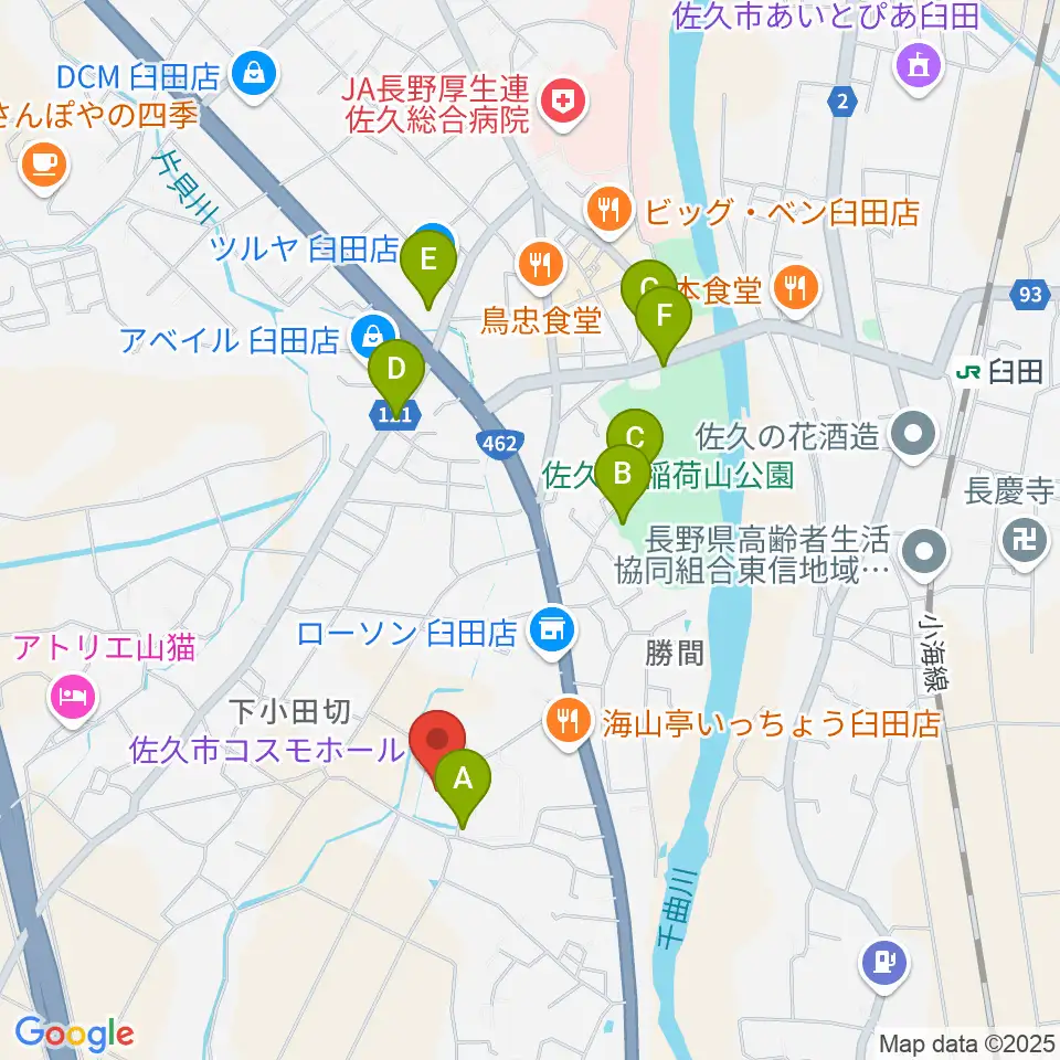 佐久市コスモホール周辺の駐車場・コインパーキング一覧地図