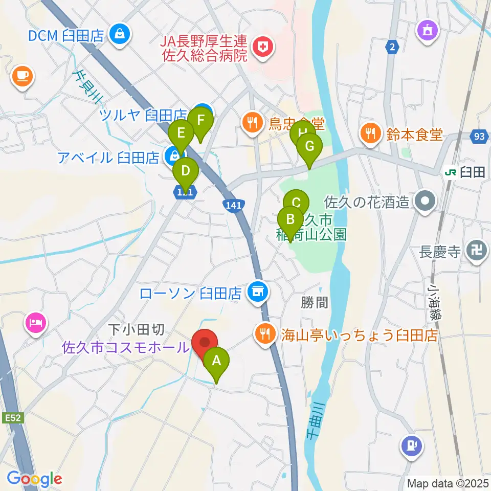 佐久市コスモホール周辺の駐車場・コインパーキング一覧地図