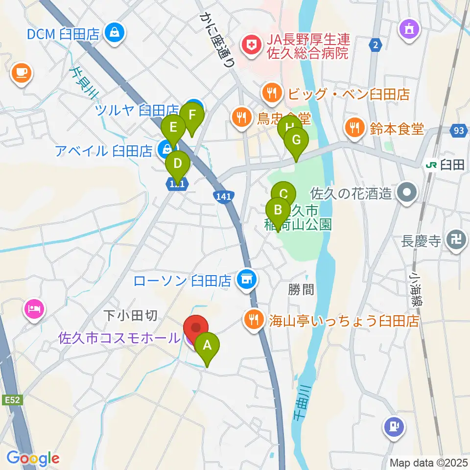 佐久市コスモホール周辺の駐車場・コインパーキング一覧地図