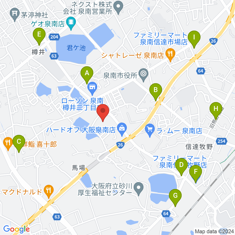 泉南市立文化ホール周辺の駐車場・コインパーキング一覧地図