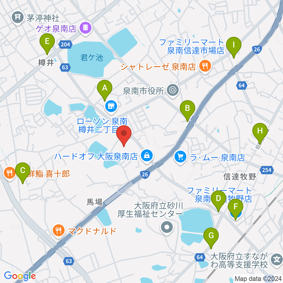 泉南市立文化ホール周辺の駐車場・コインパーキング一覧地図