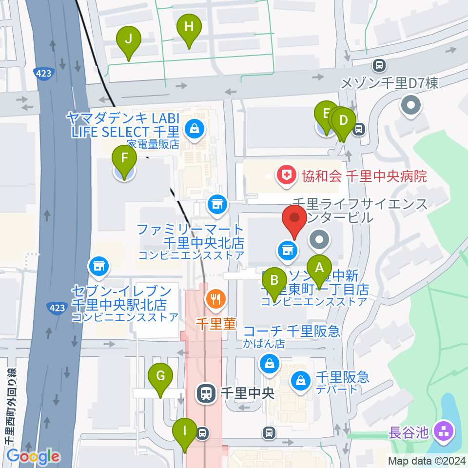 千里ライフサイエンスセンター周辺の駐車場・コインパーキング一覧地図