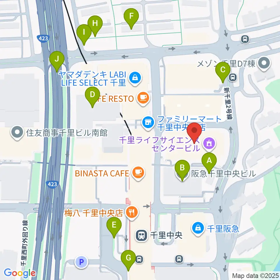 千里ライフサイエンスセンター周辺の駐車場・コインパーキング一覧地図