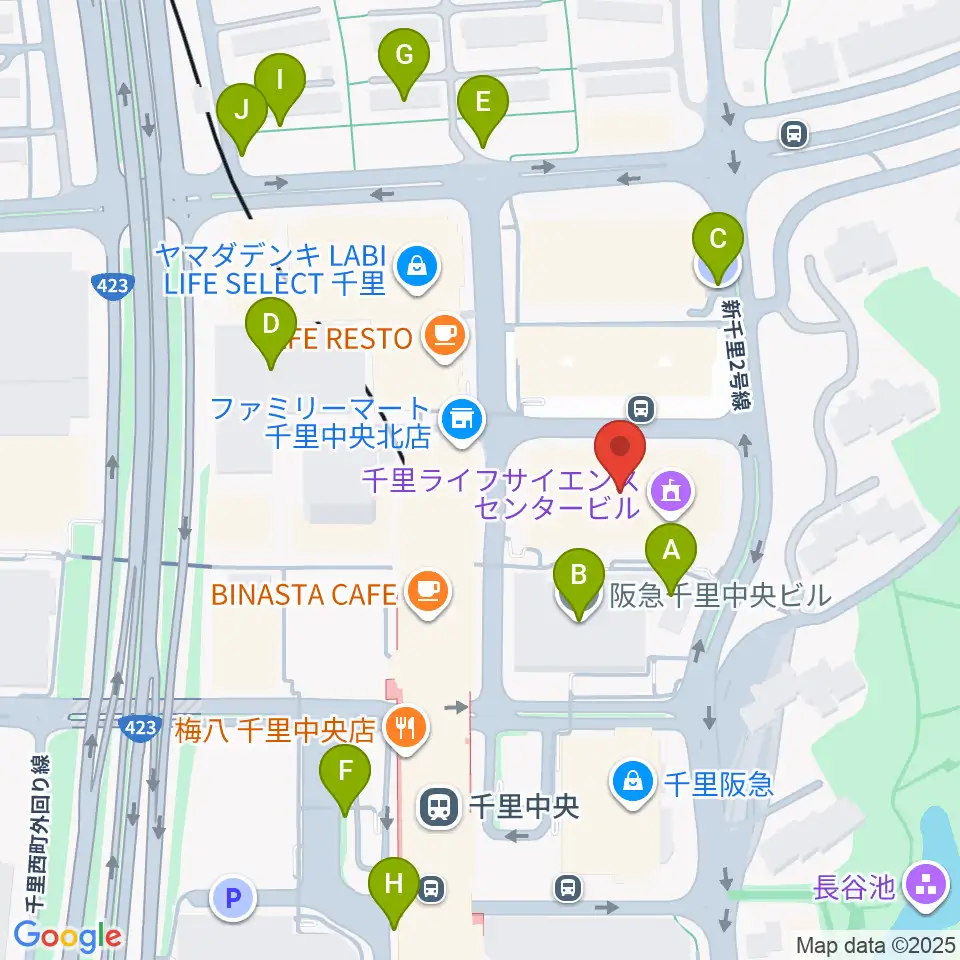 千里ライフサイエンスセンター周辺の駐車場・コインパーキング一覧地図