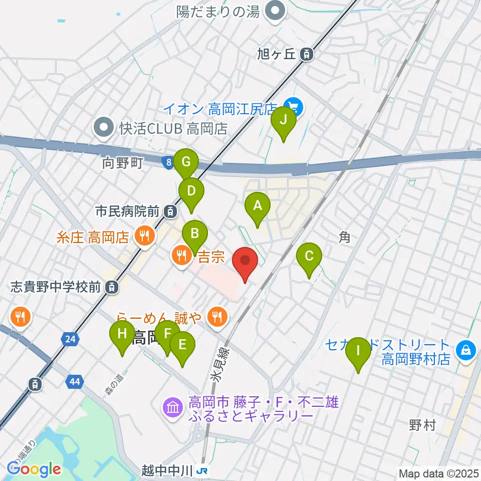 高岡市文化芸能館周辺の駐車場・コインパーキング一覧地図