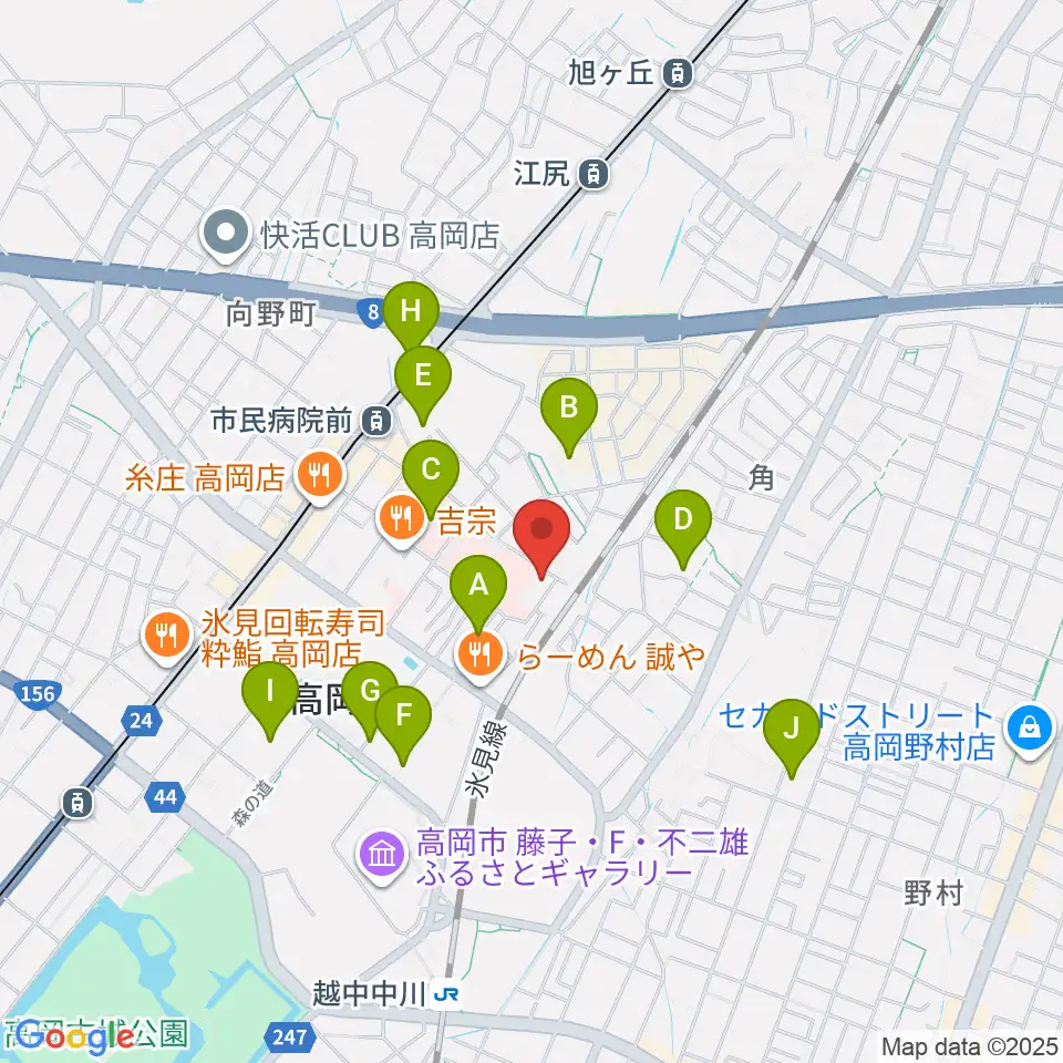 高岡市文化芸能館周辺の駐車場・コインパーキング一覧地図