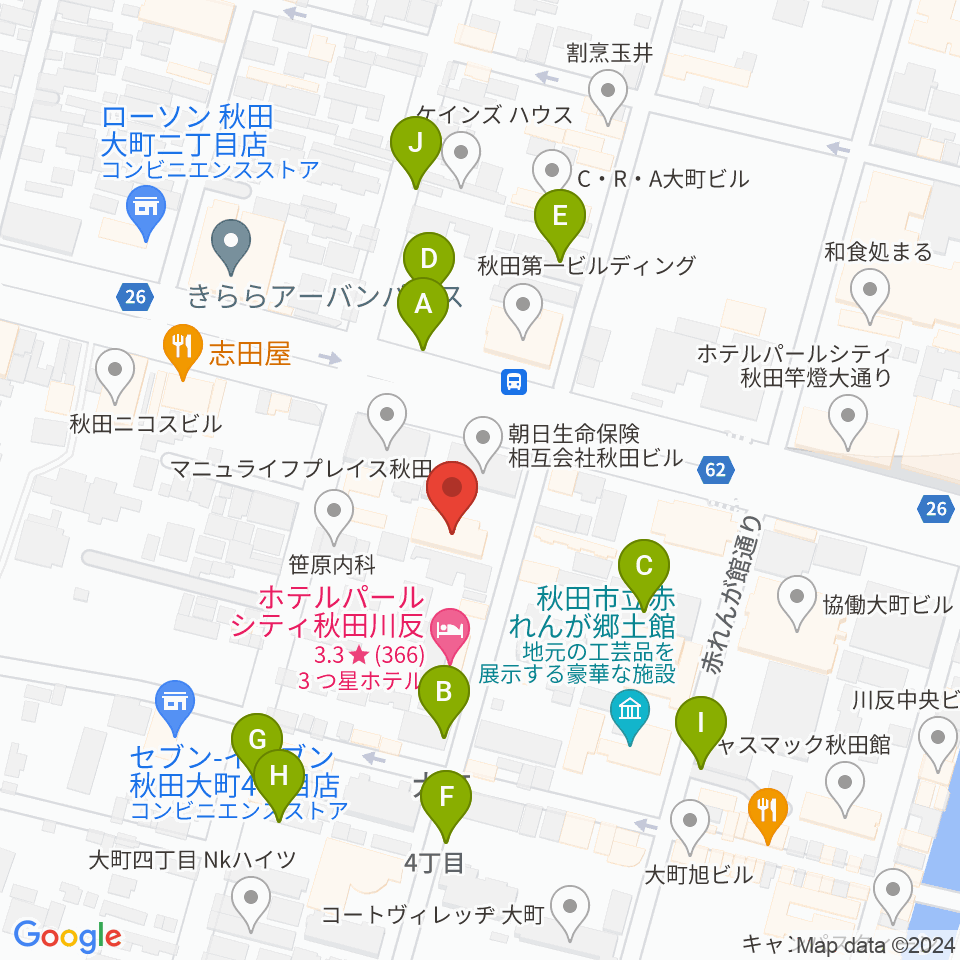 秋田THE CAT WALK周辺の駐車場・コインパーキング一覧地図