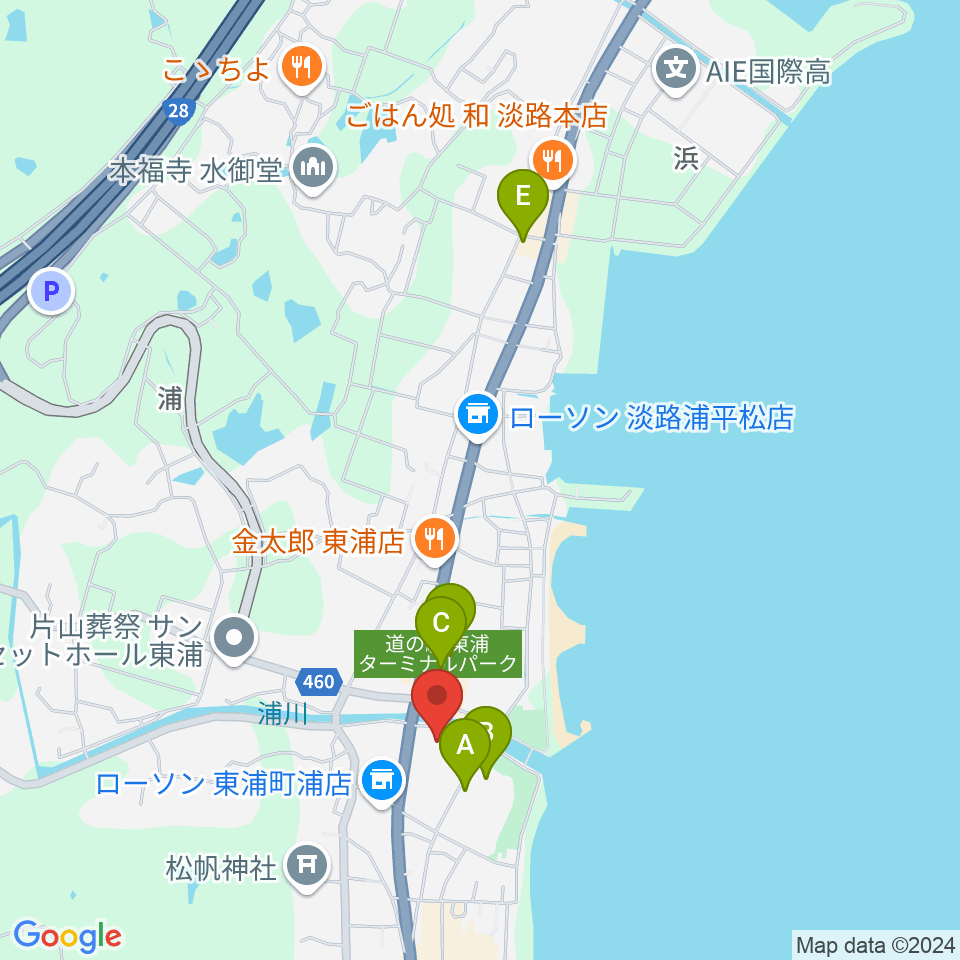 淡路市立サンシャインホール周辺の駐車場・コインパーキング一覧地図