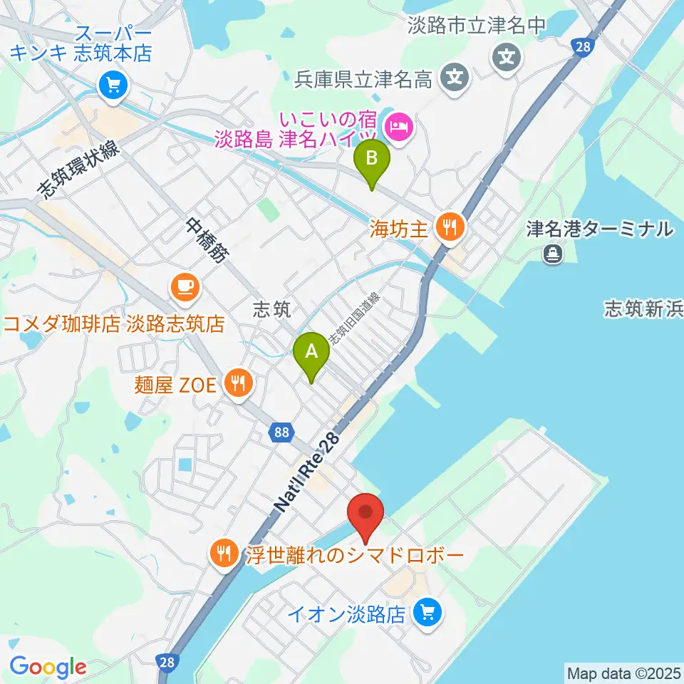 淡路市立しづかホール周辺の駐車場・コインパーキング一覧地図