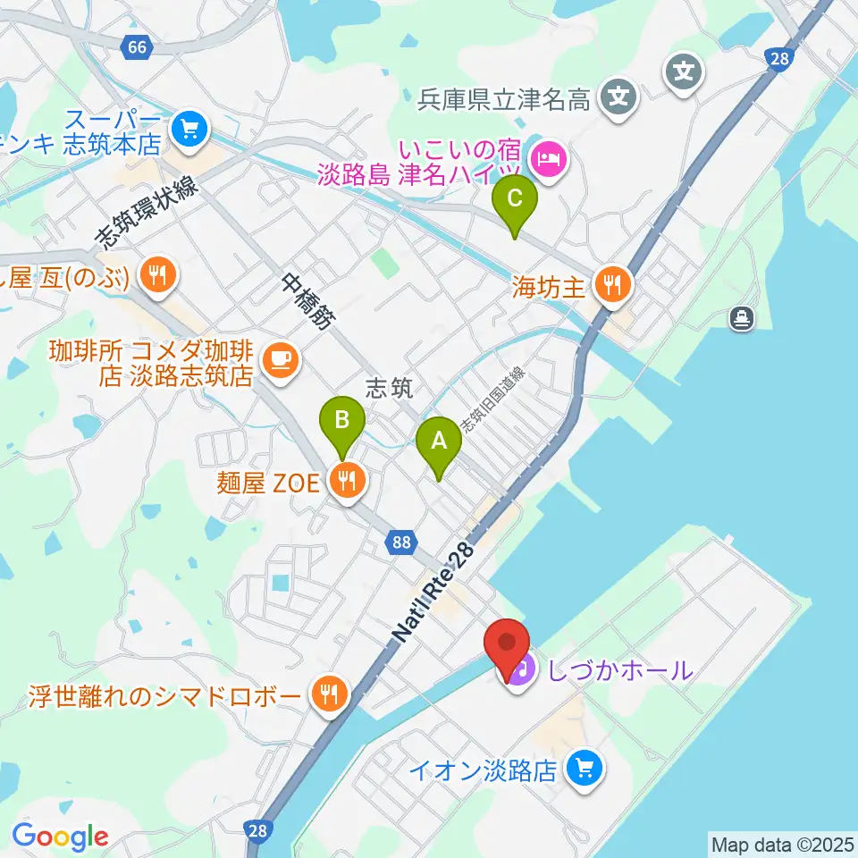 淡路市立しづかホール周辺の駐車場・コインパーキング一覧地図