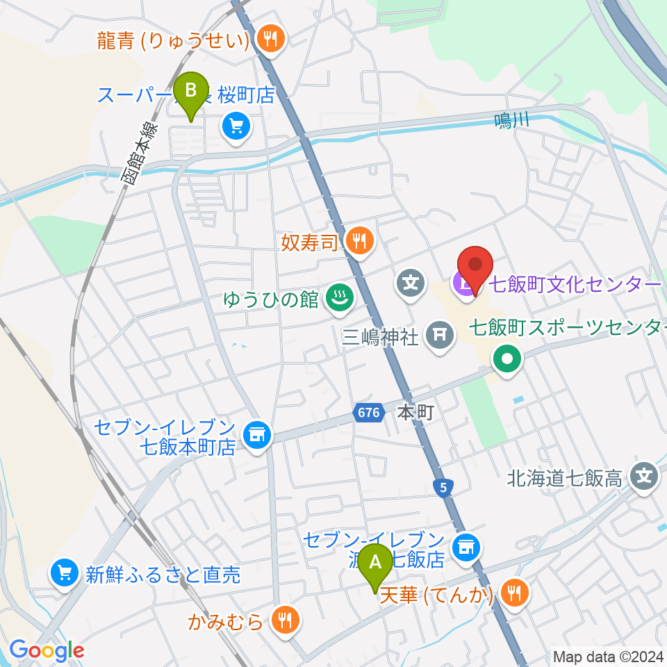 七飯町文化センター周辺の駐車場・コインパーキング一覧地図