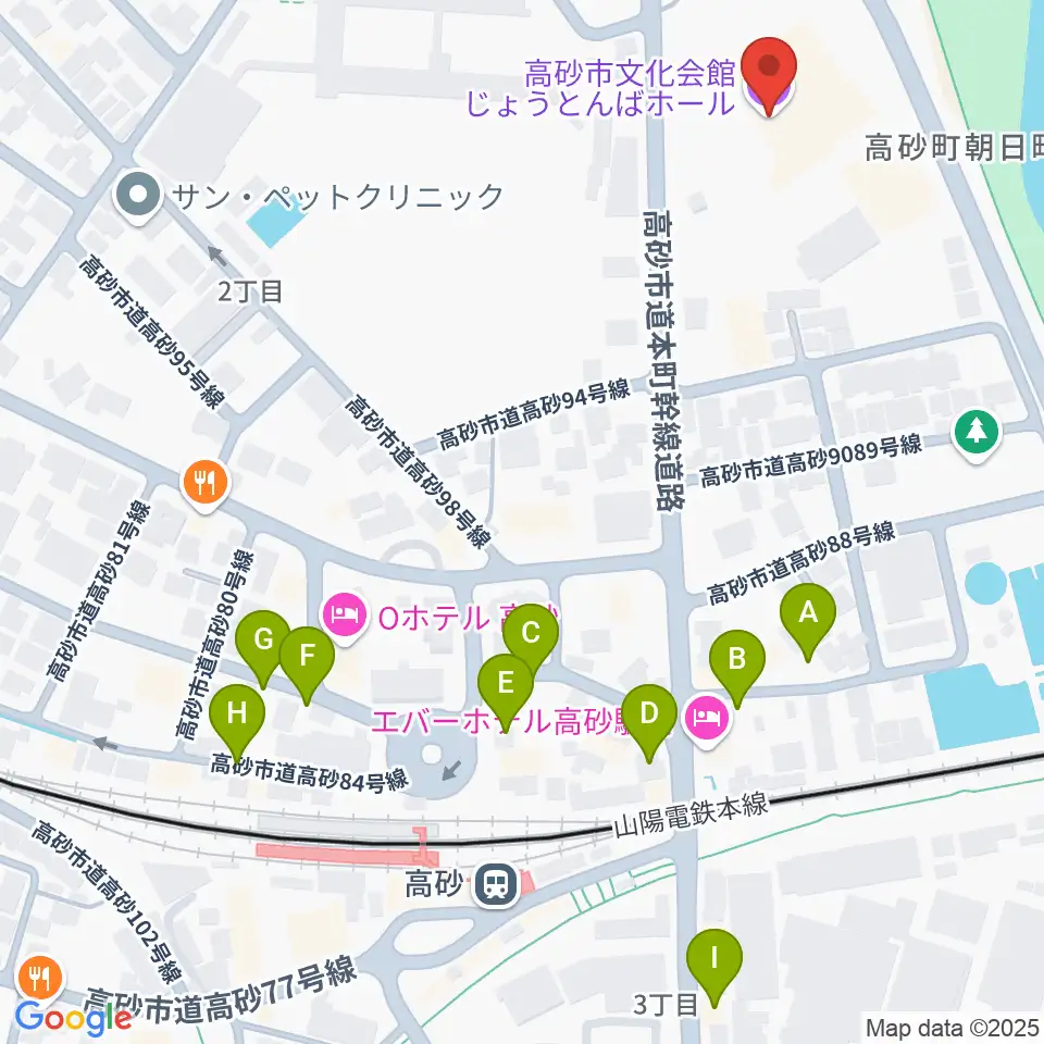 高砂市文化会館周辺の駐車場・コインパーキング一覧地図