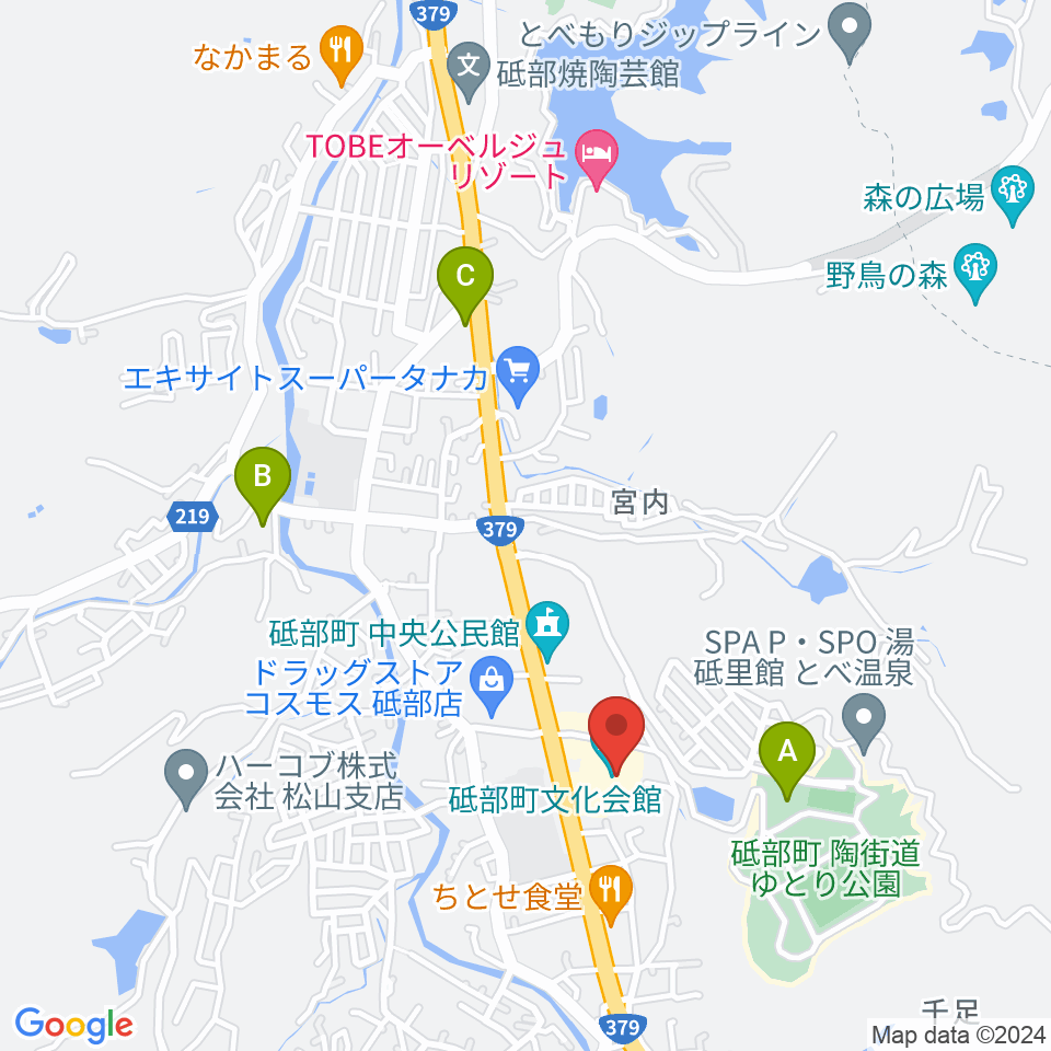 砥部町文化会館周辺の駐車場・コインパーキング一覧地図