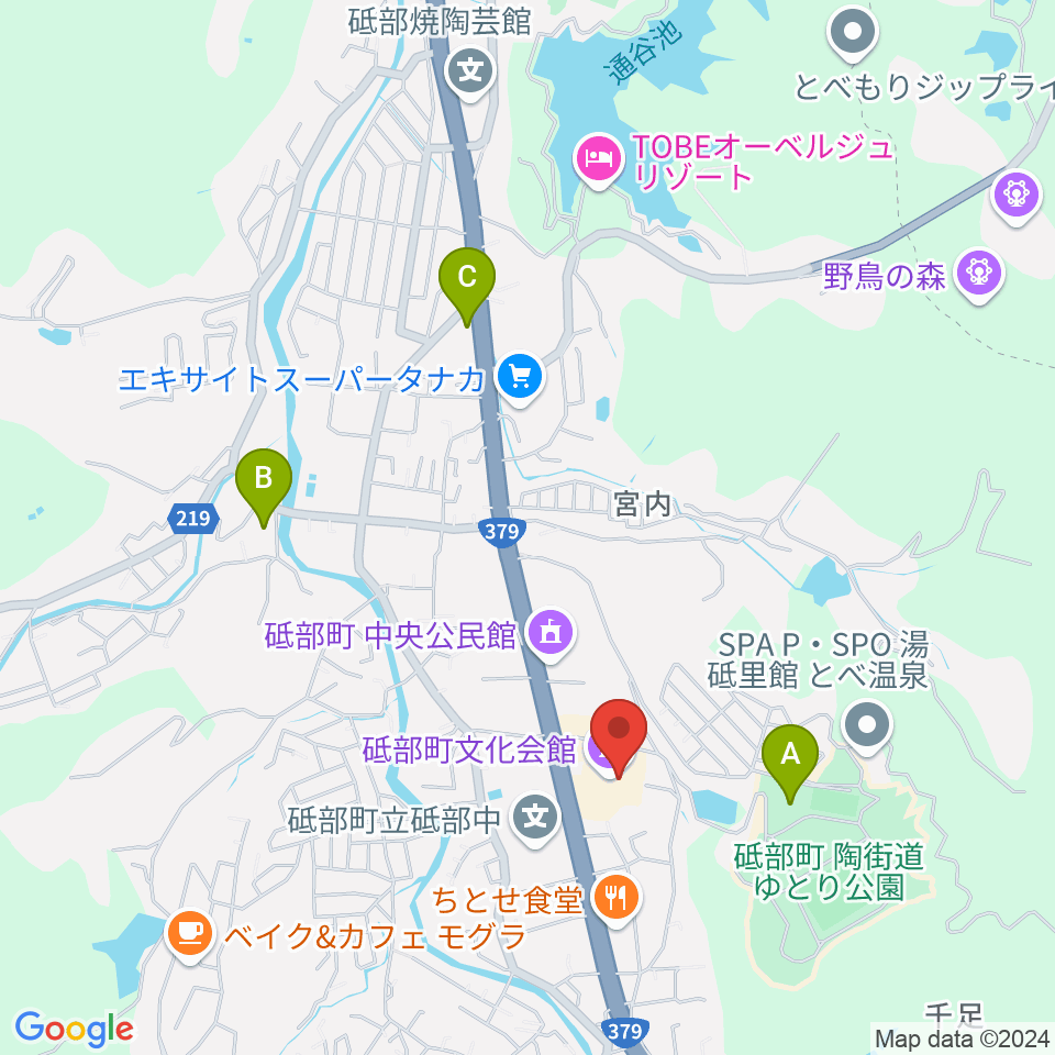 砥部町文化会館周辺の駐車場・コインパーキング一覧地図