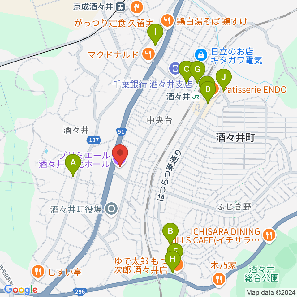 プリミエール酒々井周辺の駐車場・コインパーキング一覧地図