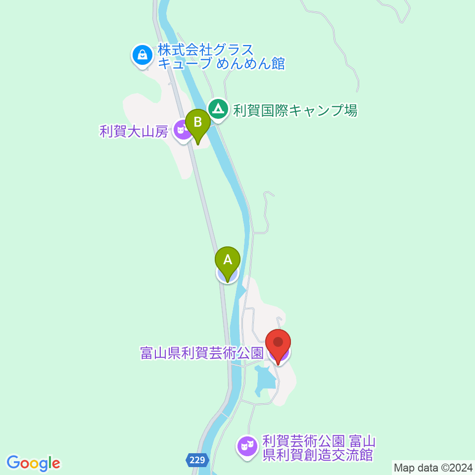 富山県利賀芸術公園周辺の駐車場・コインパーキング一覧地図