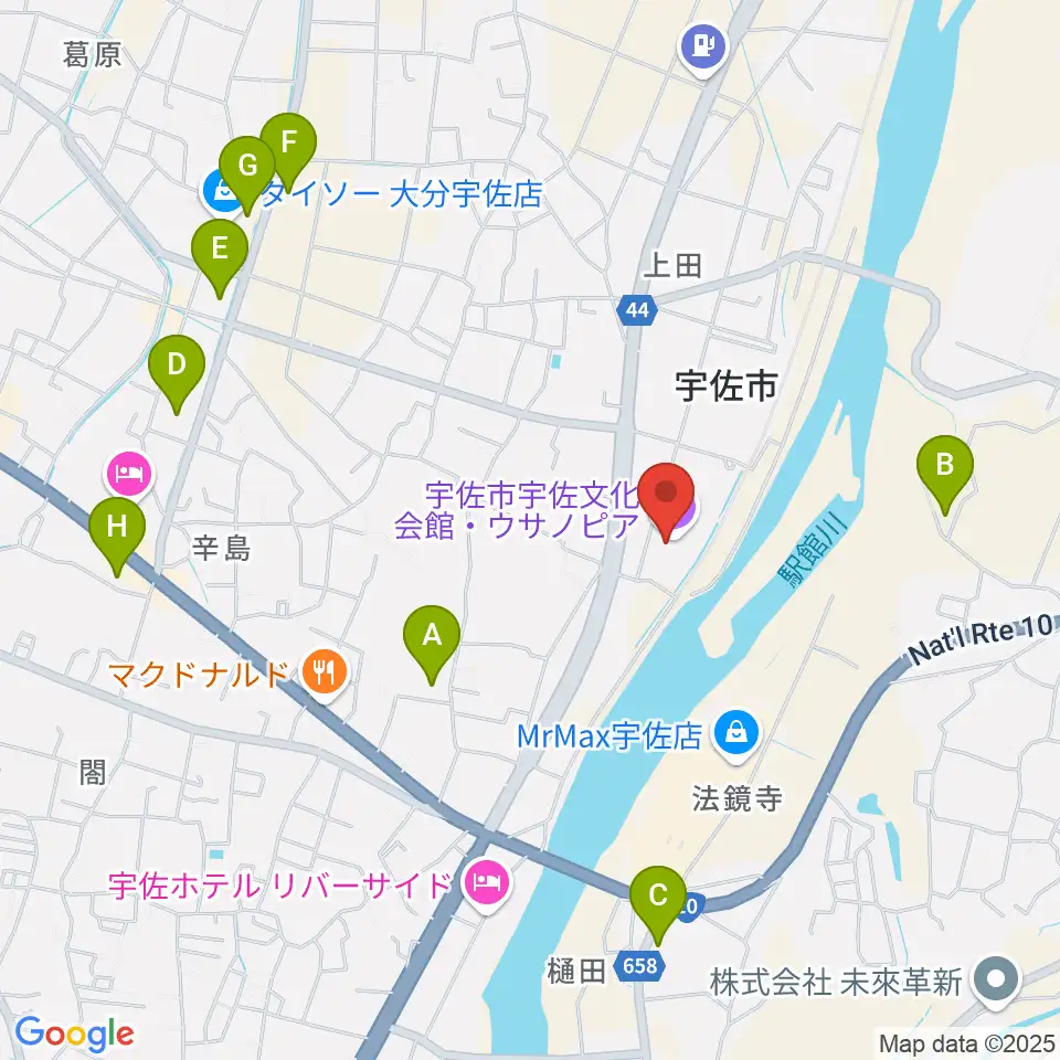 宇佐文化会館・ウサノピア周辺の駐車場・コインパーキング一覧地図
