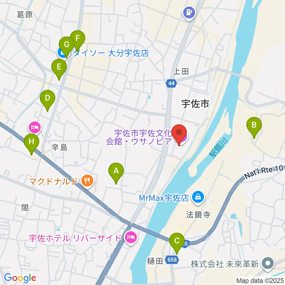宇佐文化会館・ウサノピア周辺の駐車場・コインパーキング一覧地図