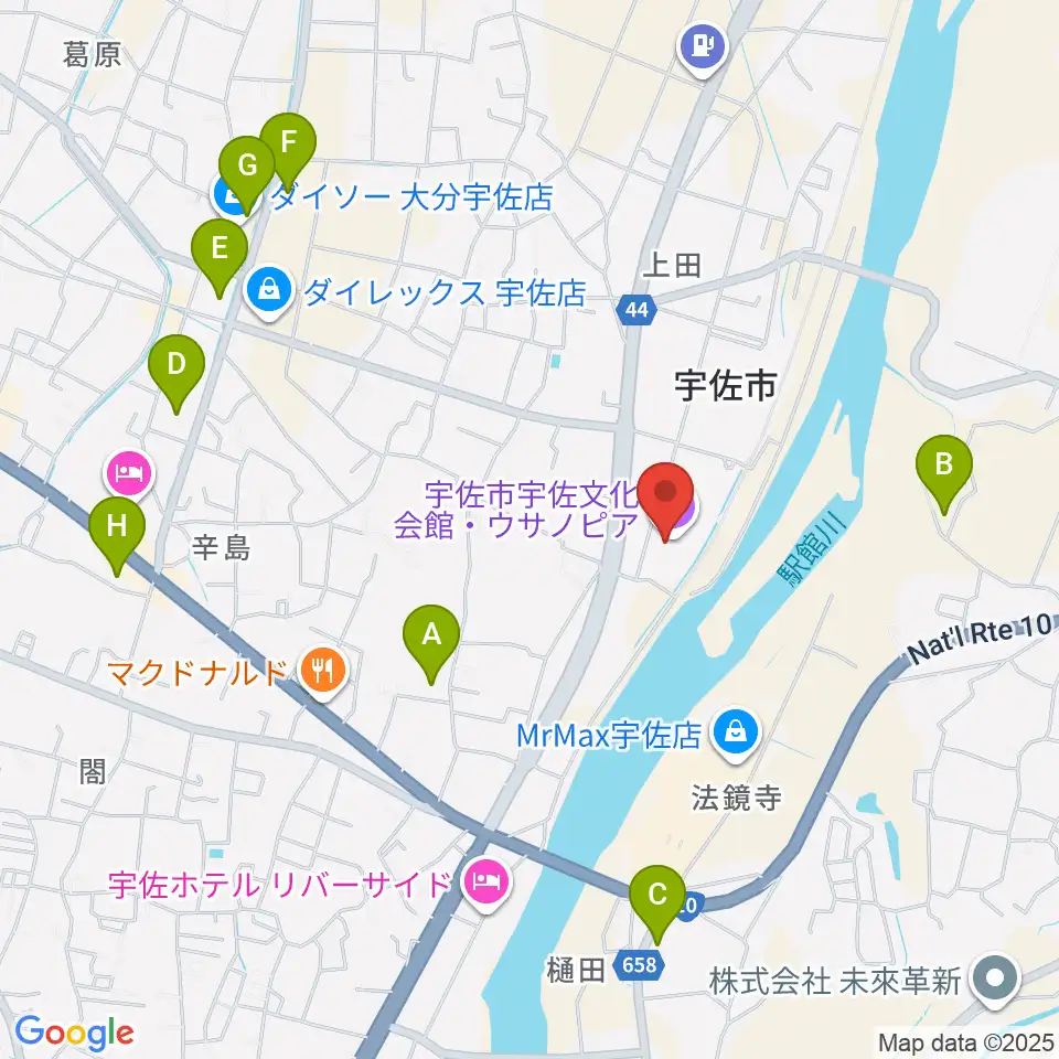 宇佐文化会館・ウサノピア周辺の駐車場・コインパーキング一覧地図