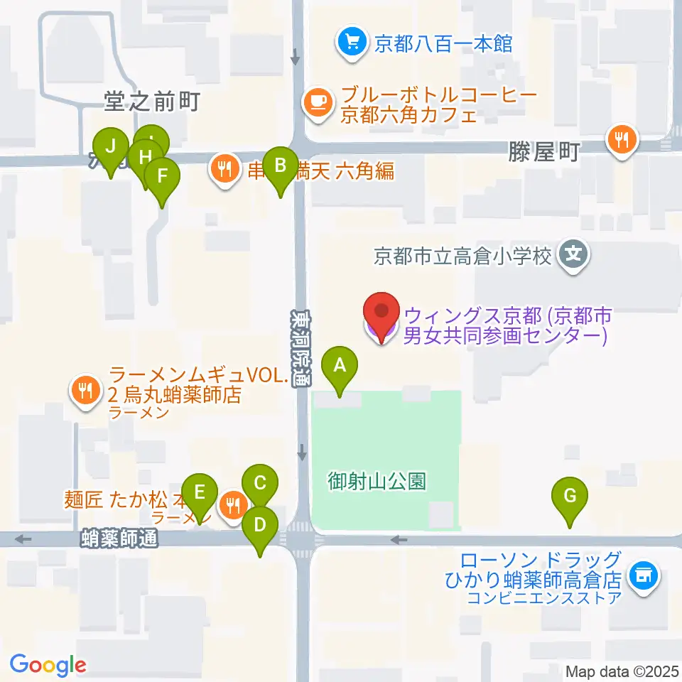 ウィングス京都周辺の駐車場・コインパーキング一覧地図