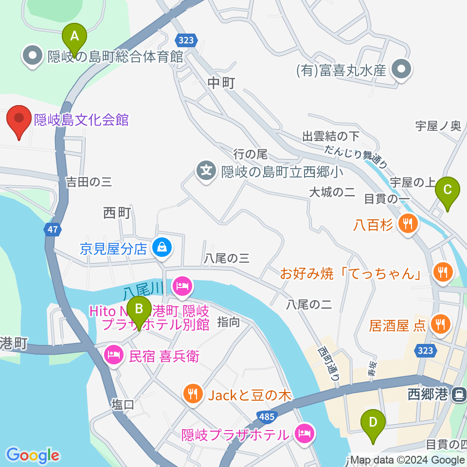 隠岐島文化会館周辺の駐車場・コインパーキング一覧地図