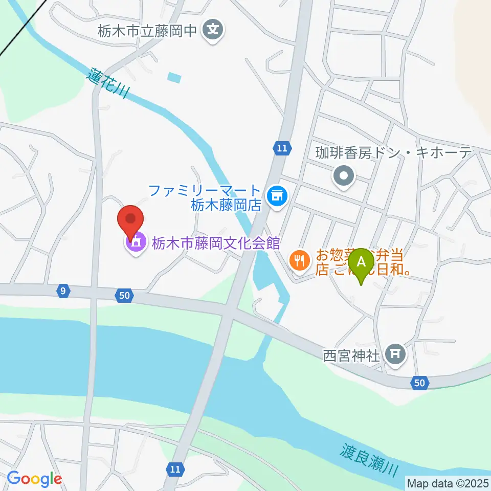 栃木市藤岡文化会館周辺の駐車場・コインパーキング一覧地図