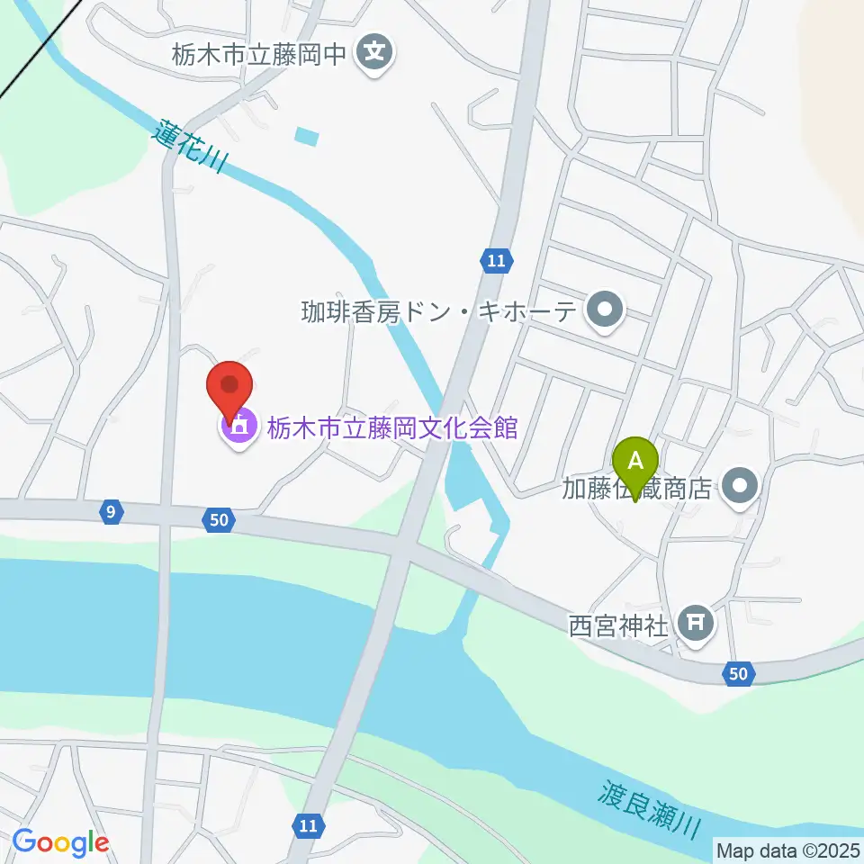 栃木市藤岡文化会館周辺の駐車場・コインパーキング一覧地図